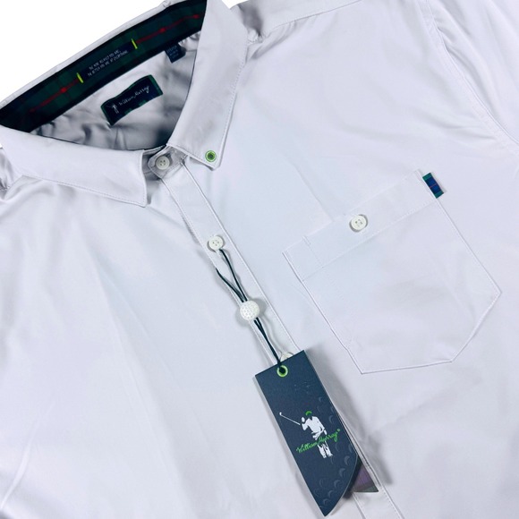 William Murray Other - William Murray Short Sleeve Golf Shirt Men XXL Solid White Snap Down Stretch NEW